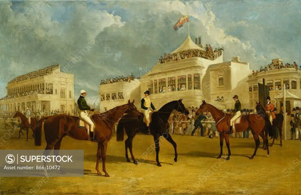 Preparing to Start for the Emperor of Russia's Cup at Ascot, 1845. John Frederick Herring, Sr. (1795-1865) and James Pollard (1792-1867). Oil on canvas. Dated 1845. 47.6 x 72.5cm.