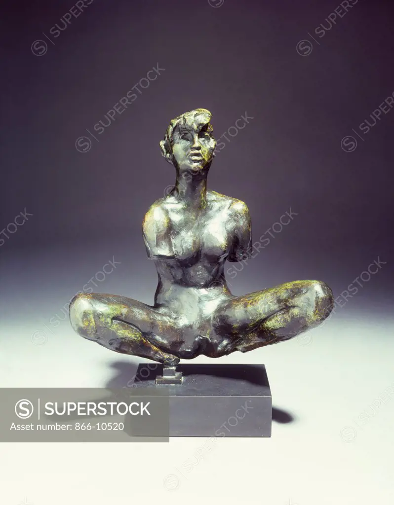 Large Seated Bather; Grande Baigneuse Accroupie. Auguste Rodin (1840-1917). Bronze with green patina. Concieved c. 1886, cast in 1964 in an edition of twelve. 24.5 cm high