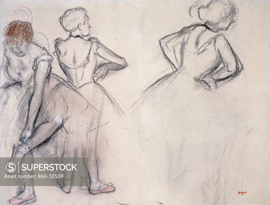 Study of Dancers; Etude de Danseuses. Edgar Degas (1834-1917). Charcoal and pastel on paper. 47.5 x 62.1cm
