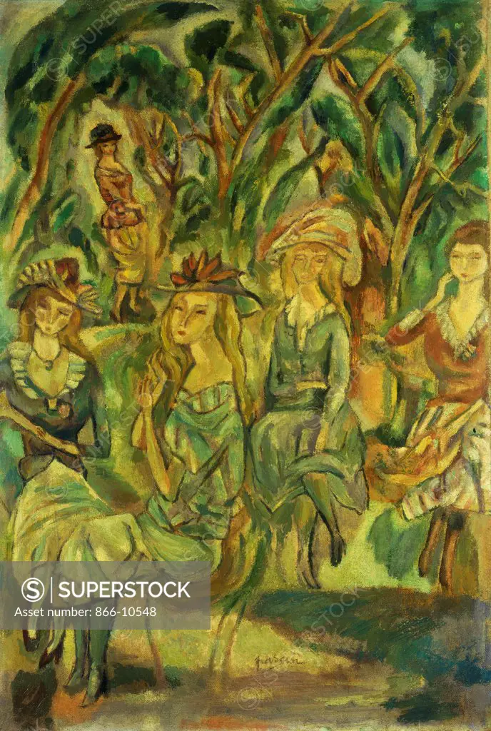 Women in the Park; Femmes dans le Parc. Jules Pascin (1885-1930). Oil on canvas. Painted in 1917. 61 x 42cm