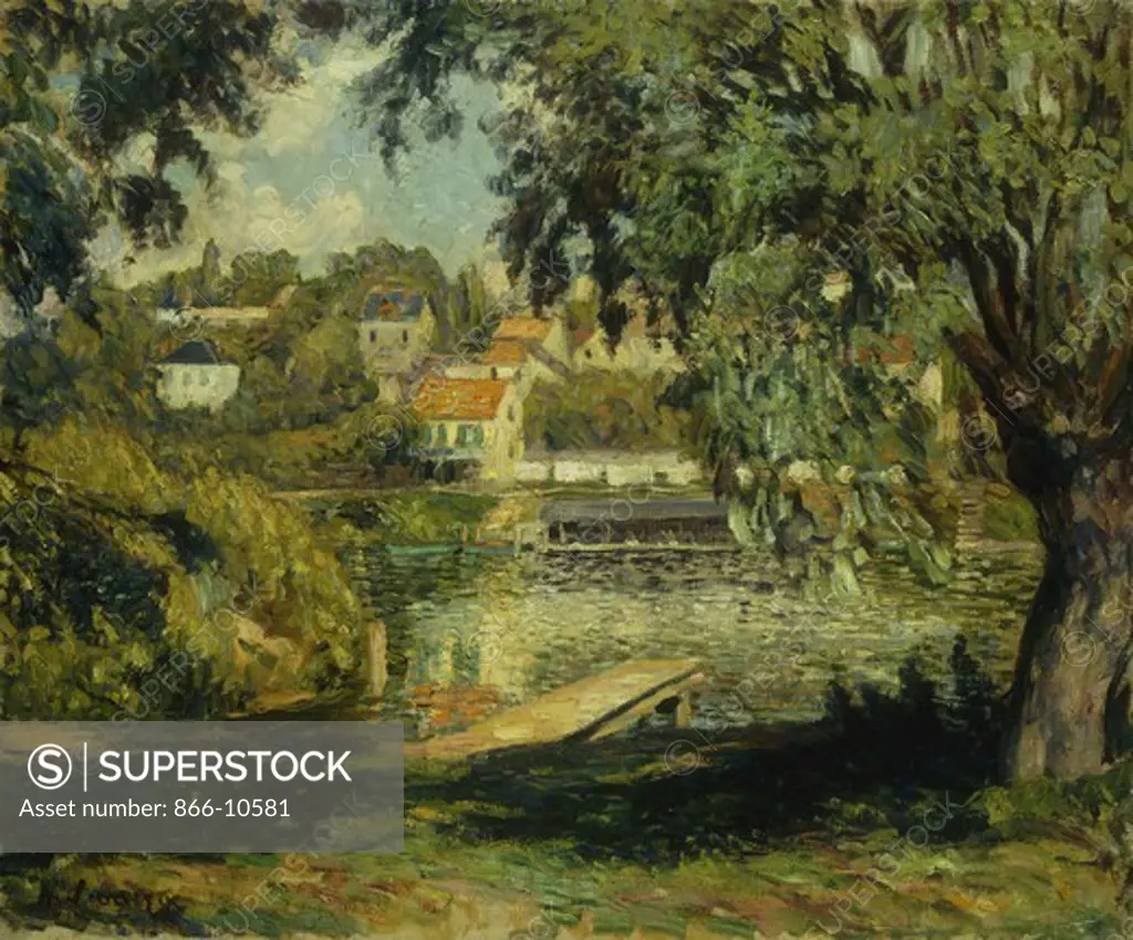 Village on the Banks of the River; Village au Bord de la Riviere. Henri Lebasque (1865-1937). Oil on canvas. c. 1900. 54.6 x 66cm