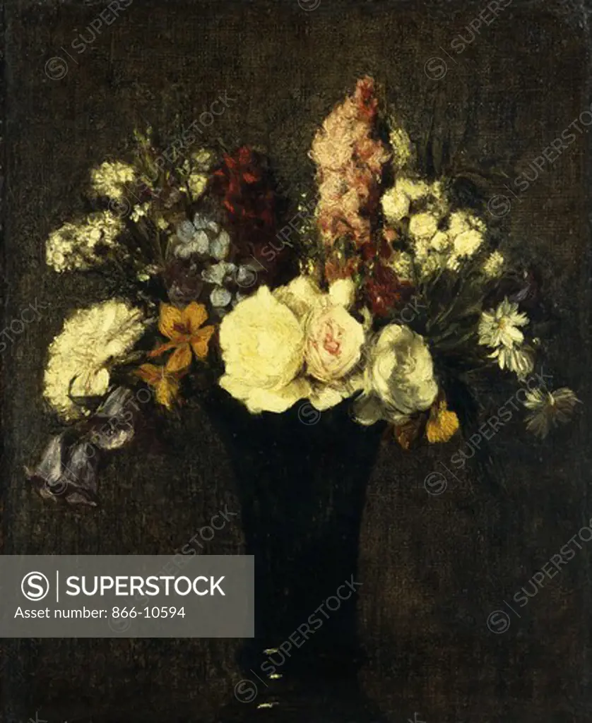 Vase of Flowers; Vase de Fleurs. Henri Fantin-Latour (1836-1904). Oil on canvas. Painted in 1869. 46.1 x 38.1cm