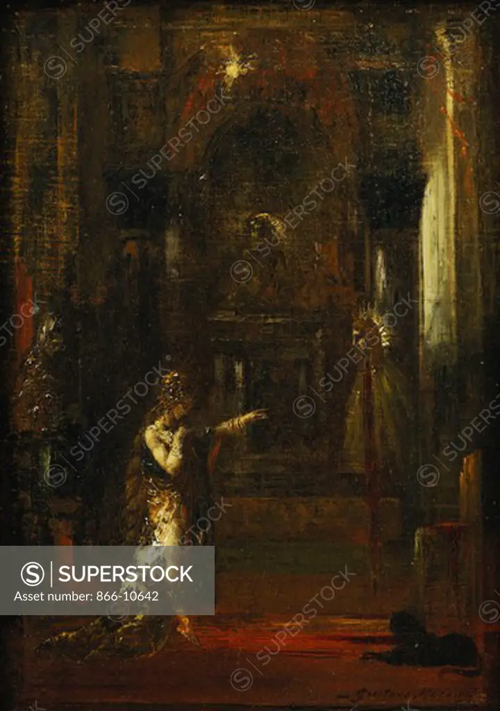 The Apparition. Gustave Moreau (1826-1898). Oil on canvas. Painted circa 1876. 32.5 x 22.5cm.