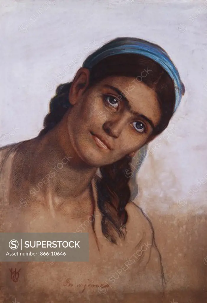 Study of a Syrian Woman. William Holman Hunt (1827-1910). Oil on canvas. Signed and dated 2 July 1876. 53.3 x 37cm.