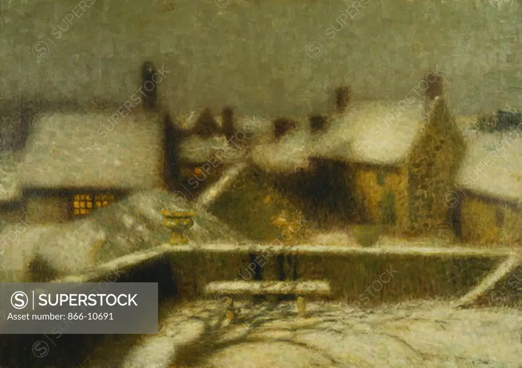 Gerberoy in the Snow; Gerberoy Sous la Neige.  Henri Le Sidaner (1862-1939). Oil on canvas. Painted circa 1900. 66 x 94cm.