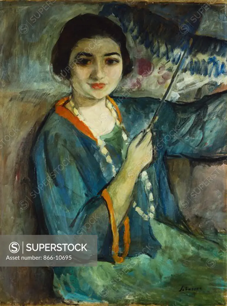 Nono with Umbrella; Nono a l'Ombrelle. Henri Lebasque (1865-1937). Oil on canvas. 61 x 50cm.