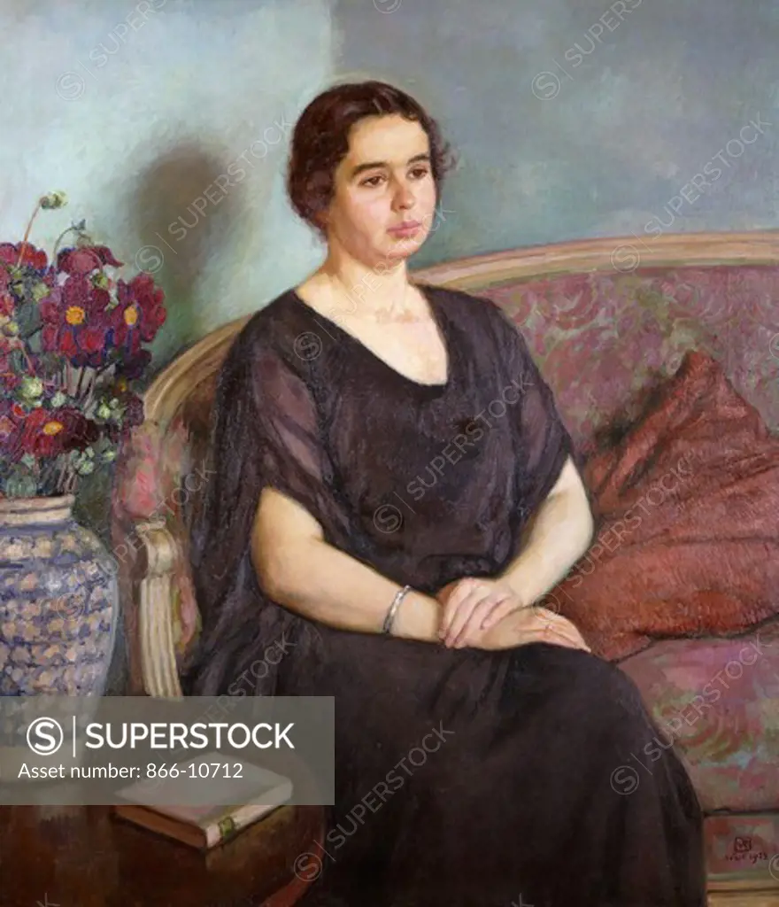 Portrait de Madame Dubois.   Theo van Rysselberghe (1862 -1926). Oil on canvas. Signed and dated August 1922. 110 x 84cm