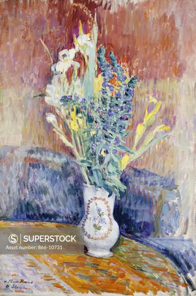 Flower Bouquet; Bouquet de Fleurs. Henri Baptiste Lebasque (1865-1937). Oil on canvas. 81 x 54cm.