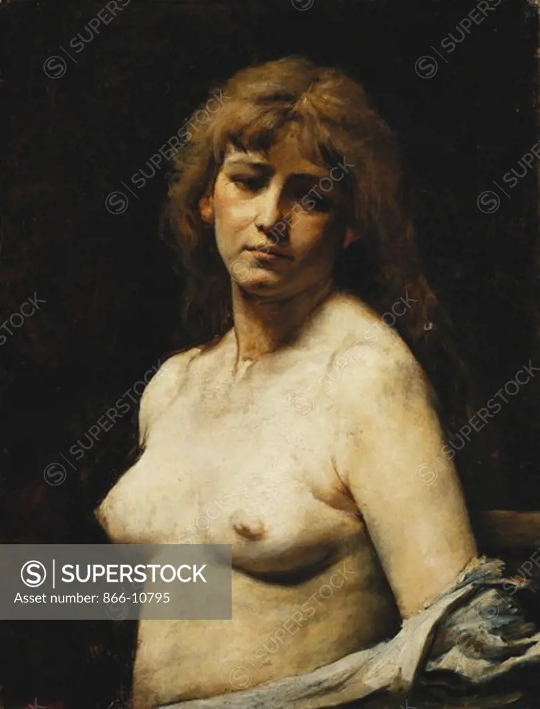 Nude; Akt. Maurycy Gottlieb (1856-1879). Oil on canvas. 77 x 58.5cm.