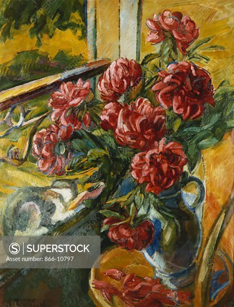 Cat on the Edge of the  Window; La Chatte sur le Bord de la Fenetre. Nicolas Tarkhoff (1871-1930). Oil on canvas. 105 x 80cm.