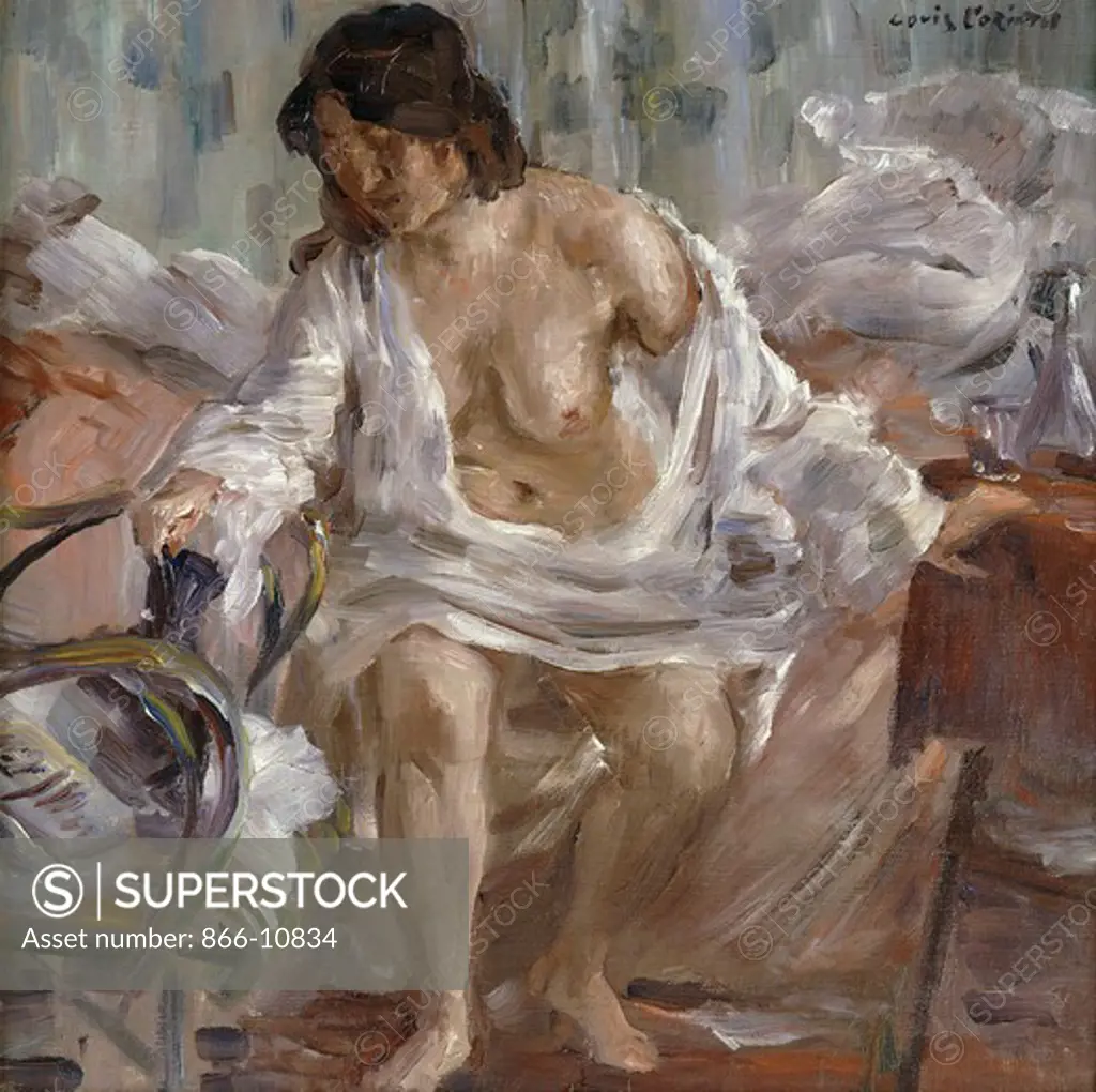 Standing Up; Beim Aufstehen. Lovis Corinth (1858-1925). Oil on canvas. Painted at Thaur in the Tirol in 1910. 51 x 51cm