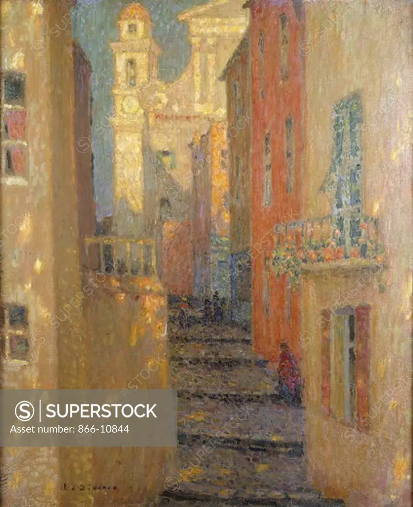 La Rue de L'Eglise.  Henri Le Sidaner (1862-1939). Oil on canvas. 71 x 60cm