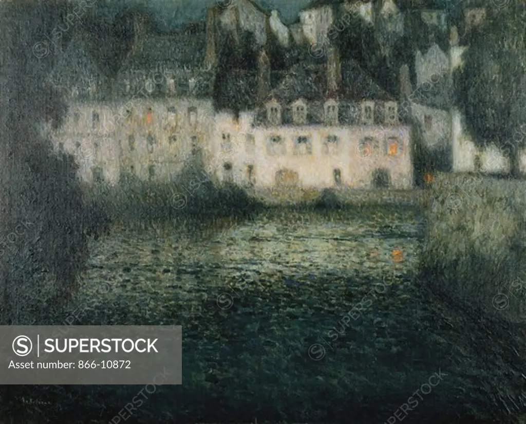 House on the River in the Moonlight; Maison sur la Riviere au Clair de Lune, Quimperle. Henri Le Sidaner (1862-1939). Oil on canvas. Painted in 1920. 73 x 92cm.