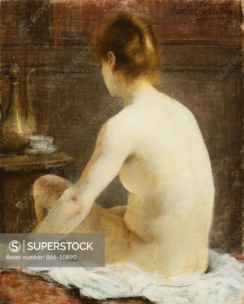Bare Back; Nu de Dos. Amelie Valentino (19th century). Pastel on canvas. 81.3 x 65.4cm.