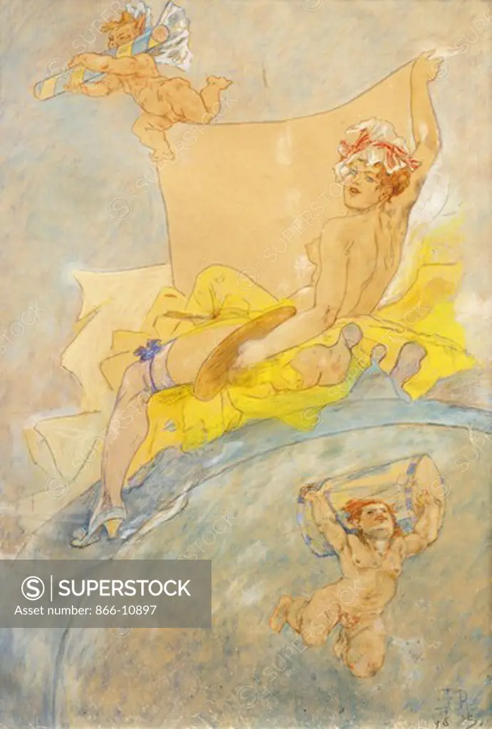 Poster for an Exhibition; Affiche pour une Exposition. Felicien Rops (1833-1898). Watercolour and pastel on paper. Signed and dated 1896. 76 x 53cm.