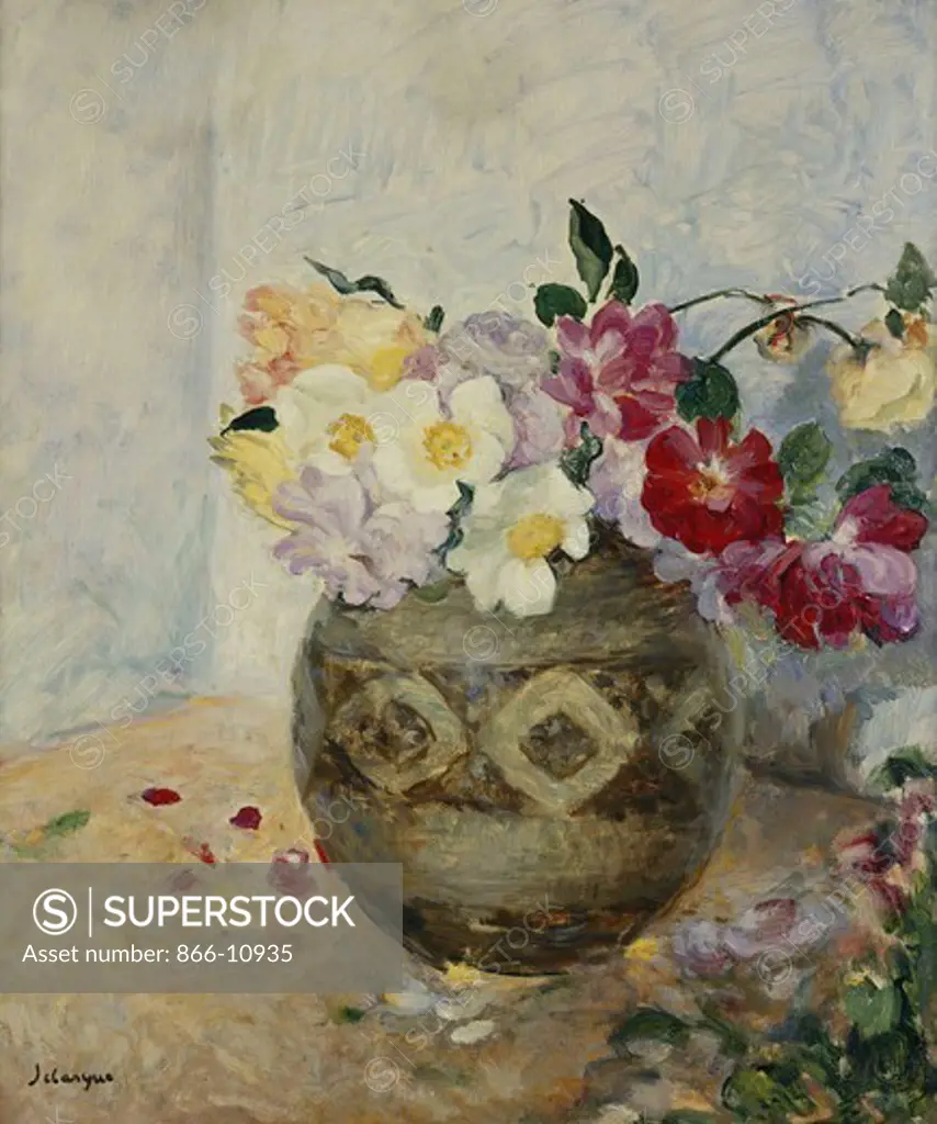 Vase of Flowers; Vase de Fleurs. Henri Lebasque (1865-1937). Oil on canvas. 55.5 x 46.5cm.