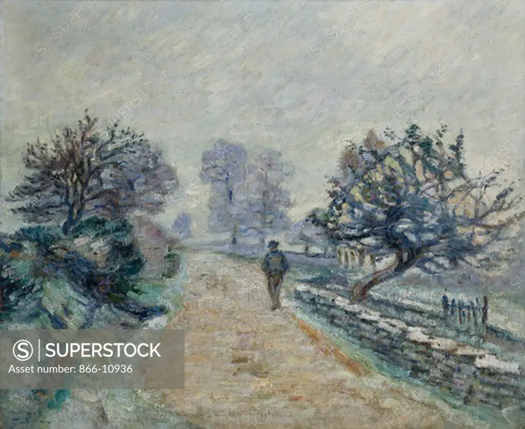 Crozard Road, Little Fog and Frost; Route de Crozard, Petit Brouillard et Gelee Blanche. Armand Guillaumin (1841-1927). Oil on canvas. Painted in 1910. 54 x 64.8cm.