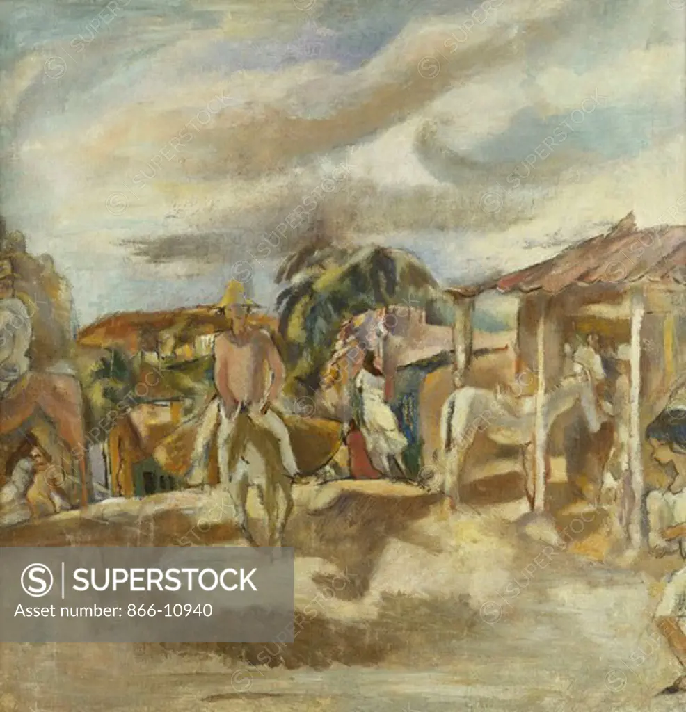 Cuban Village; Village Cubain. Jules Pascin (1885-1930). Oil on canvas. Painted circa 1917-1918. 65 x 63cm.