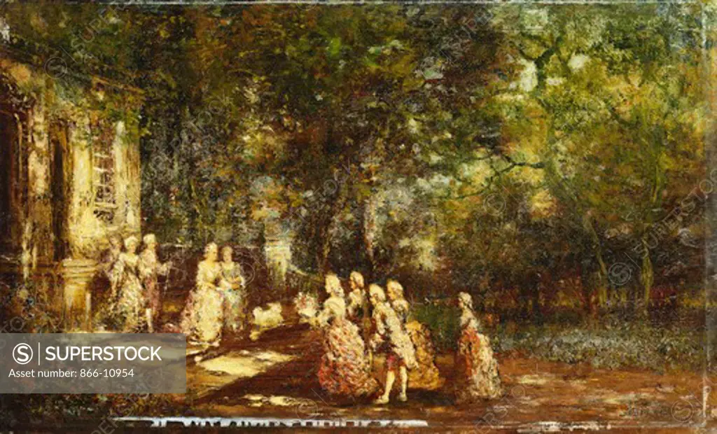 A Visit to the Princess; Visite a la Princesse. Adolphe Monticelli (1824-1886). Oil on panel. Painted circa 1860. 45.7 x 74.9cm.