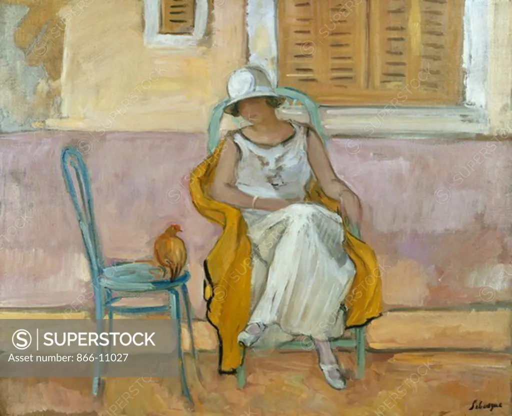 Woman in a White Dress; La Femme en Robe Blanche. Henri Lebasque (1865-1937). Oil on canvas. Painted circa 1923. 50 x 61cm