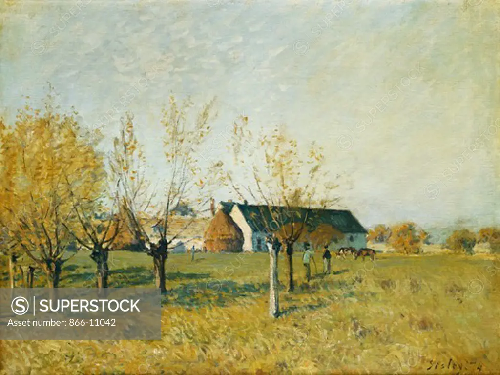 The Trou d'Enfer Farm, Autumn Morning; La Ferme du Trou d'Enfer, Matinee d'Automne. Alfred Sisley (1839-1899). Oil on canvas. Signed and dated 1874. 44.4 x 59.3cm.