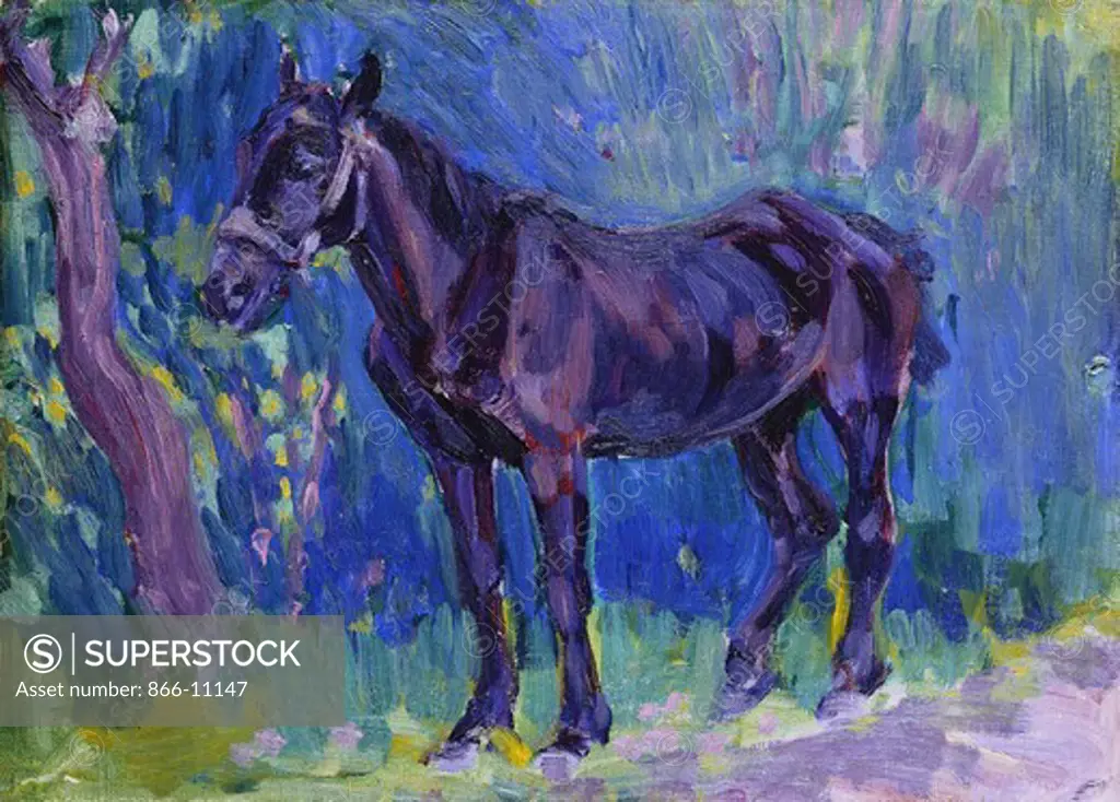 Study for Sussex Farm Horse. Robert Bevan (1865-1925). Oil on canvas. Painted circa 1904-6. 27 x 36cm