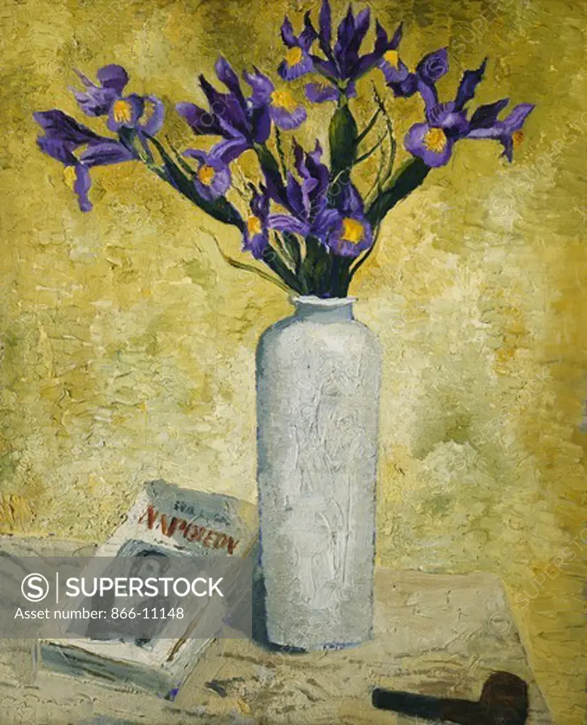 Irises in a Tall Vase. Christopher Wood (1901-1930). Oil on canvas. Painted in 1928. 60 x 51cm.