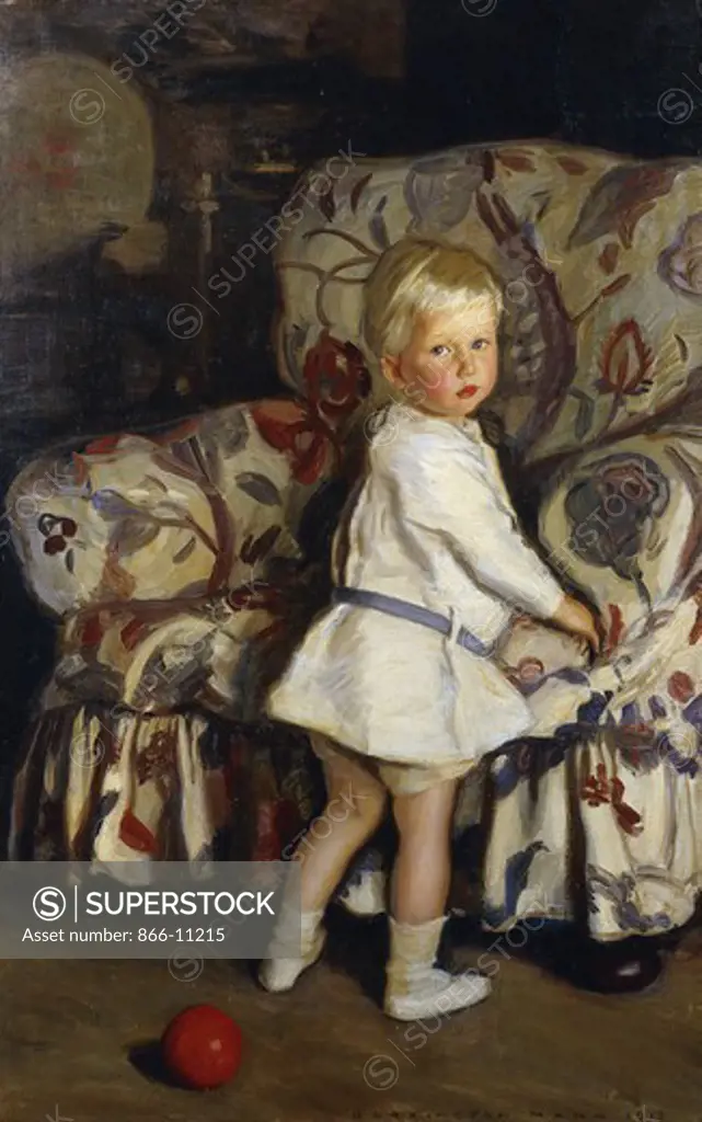 Young Boy in an Interior. Harrington Mann (1864-1937). Oil on canvas. Signed and dated 1913. 49 x 31in