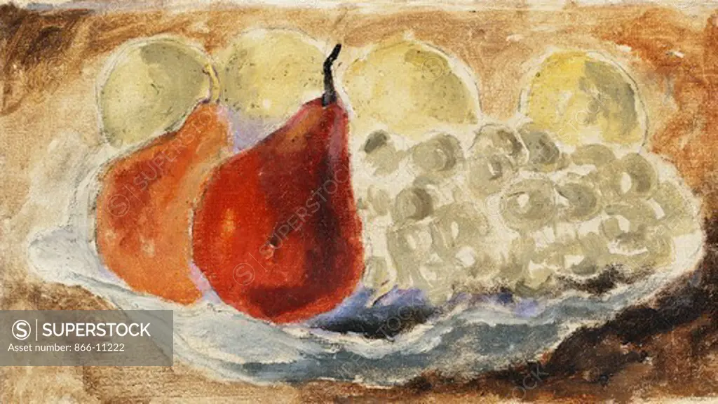 Shell, Dish and Fruit. Christopher Wood (1901-1930). Oil on board. Painted circa 1922. 6 1/2 x 12in.