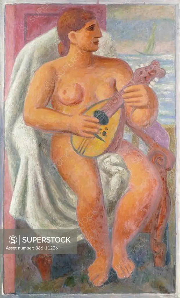 Musical Bather. Mark Gertler (1891-1939). Oil on canvas. Signed and dated 1934. 54 x 32 3/4in