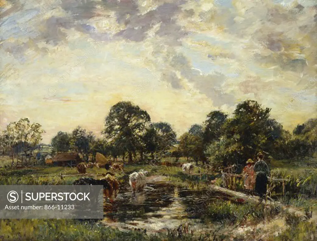 Crossing the Ford. Mark Fisher (1841-1923). Oil on canvas. 23 x 30in