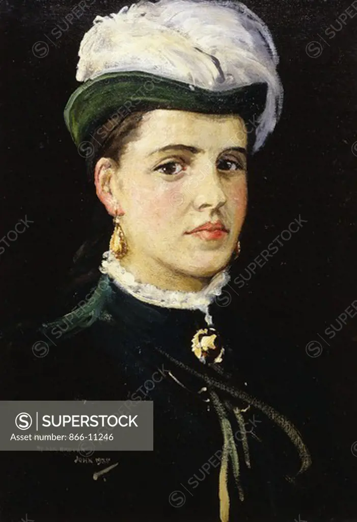 Posthumous Portrait of Jane Lavery. Sir John Lavery (1856-1941). Oil on canvas board. Inscribed 1876 by her brother John 1935. 20 x14in. A portrait of the artist's sister who committed suicide.