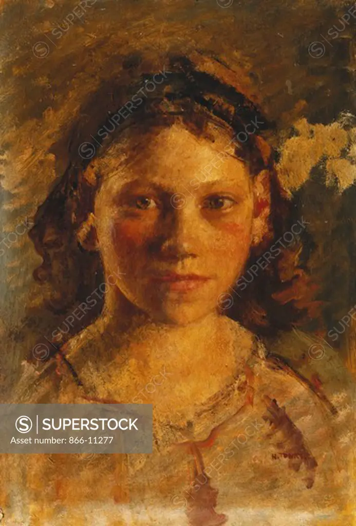Head of a Girl.  Henry Tonks (1862-1937). Oil on panel. 34 x 24cm