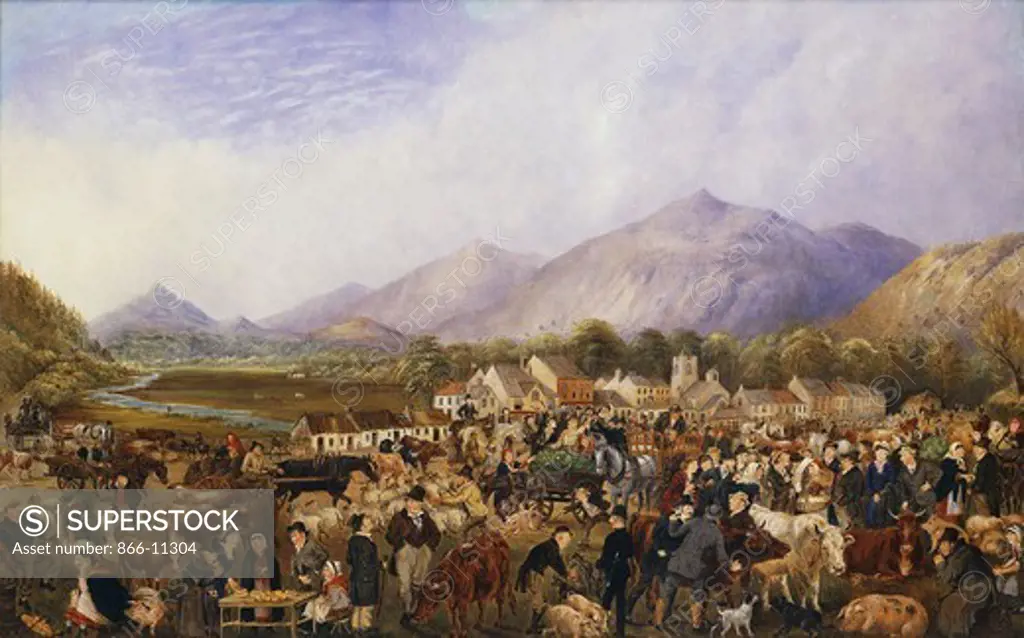 Kilearney Fair.  P. Rigby (19th Century). Oil on canvas. 58.5 x 91.5cm