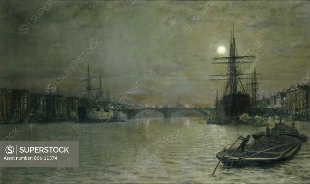 The Pool and London Bridge at Night. John Atkinson Grimshaw (1836-1893). Oil on canvas. signed and dated 1884. 55.9 x 91.5cm