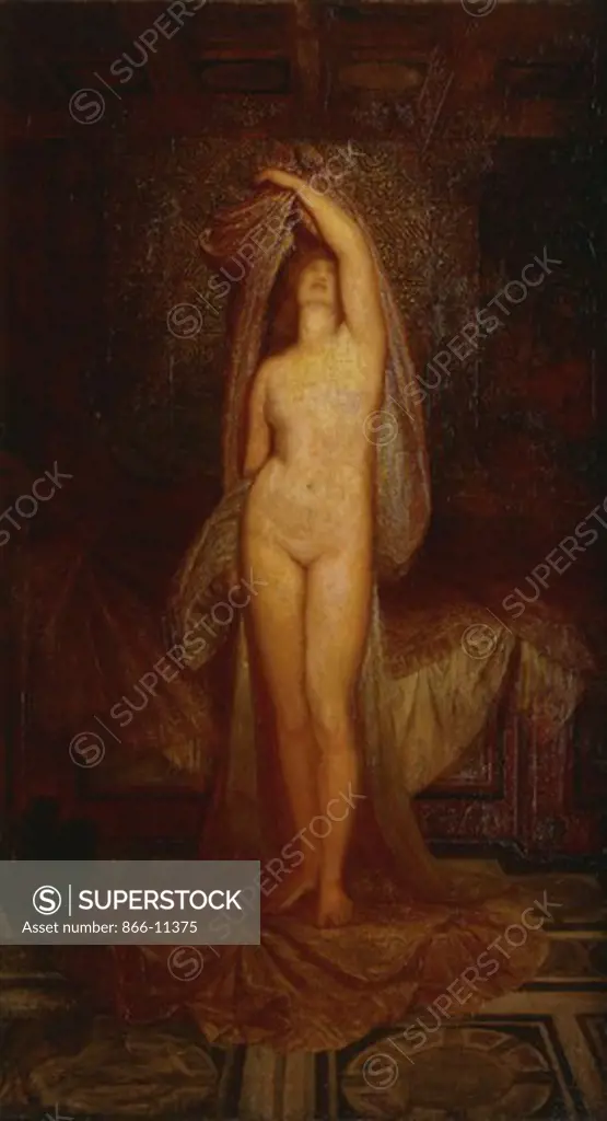 An Allegorical Female Figure. Sir William Blake Richmond (1842-1921). Oil on panel 183.5 x 104.2cm