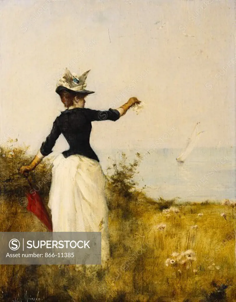 Young Woman Saying Goodbye; Jeune Femme disant au Revoir. Marcel Emmanuel Moisand (1874-1903). Oil on panel. 34.8 x 26.8cm