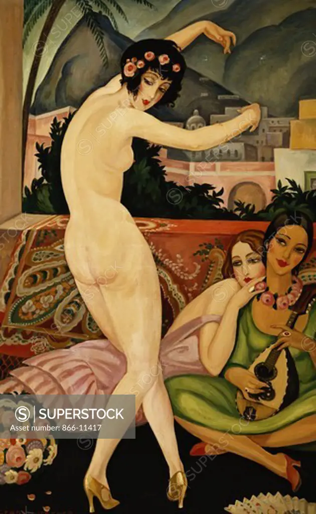 The Dancer; La Danseuse. Gerda Wegener (1885-1940). Oil on canvas. 123 x 80cm. This was painted in Marrakesh which the artist visited between 1927-1932. She was part of a small group of artists who believed in sexual liberation.