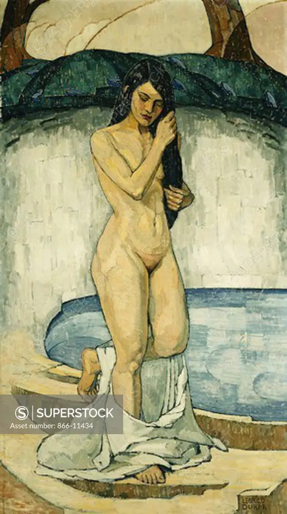 A Nude by a Pool. Leopold Durm (1878-1918). Oil on canvas. 181 x 100.3cm.