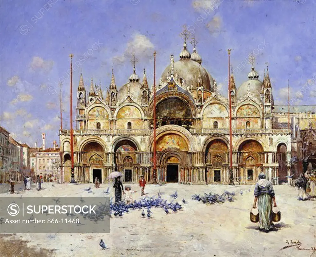 San Marco, Venice. Rafael Senet (1856-1926). Oil on canvas. Signed and dated 1883. 35 x 43cm.