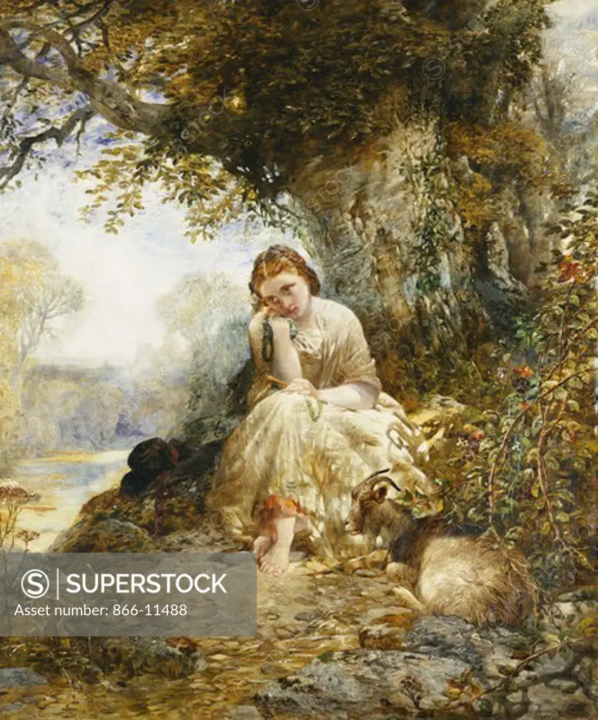 Day Dreaming. Arthur Joseph Woolmer (1805-1892). Oil on canvas. 75.5 x 63.5cm
