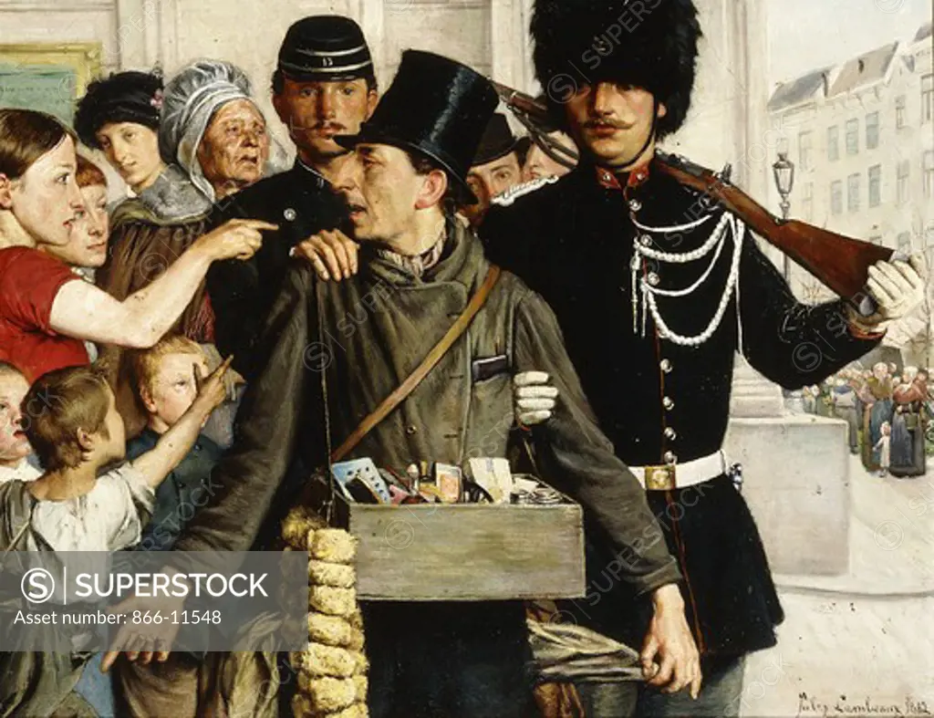 The Arrest. Jules Lambeaux (1858-1890). Oil on canvas. Dated 1882. 39 x 50cm