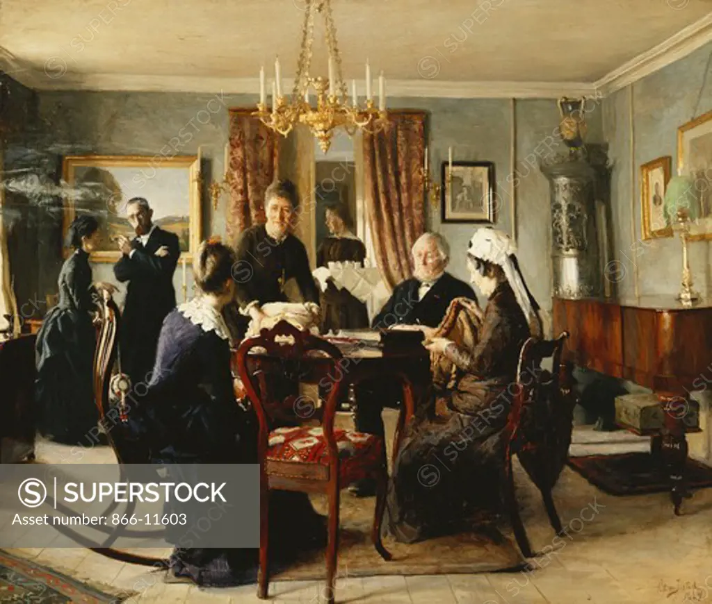 Afternoon Tea. Peter Ilsted (1861-1933). Oil on canvas. Dated 1889. 76 x 89cm