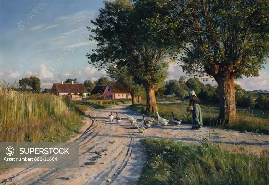The Way Home. Peder Monsted (1859-1941). Oil on canvas. Dated Apperup 1921. 71.5 x 101cm