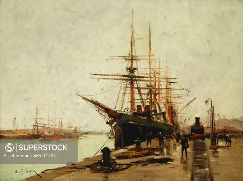 A Harbour. Eugene Galien-Laloue (1854-1941). Oil on canvas. 44 x 59cm.