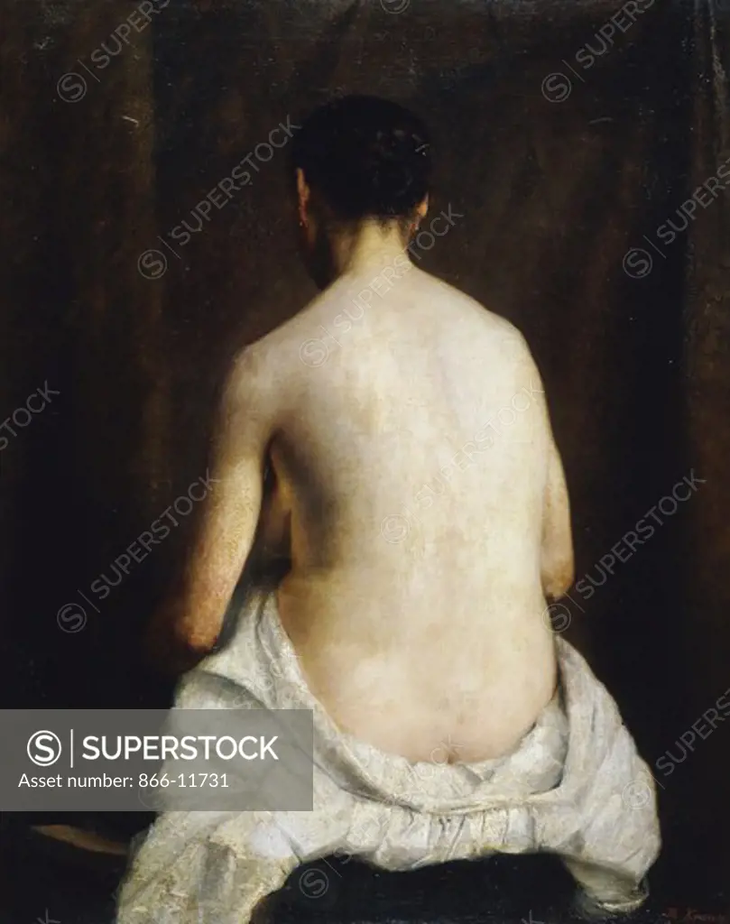 A Seated Nude Seen from Behind. Theodor Krause. Oil on canvas. 105.5 x 83.7cm.