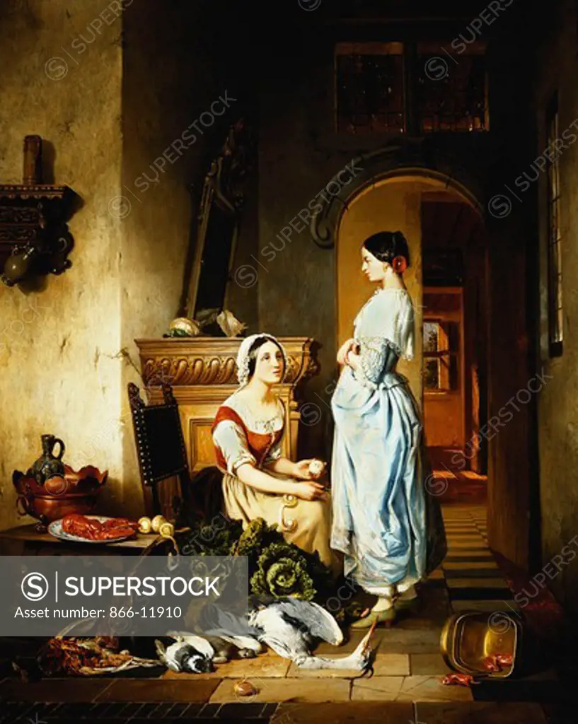 Preparing the Meal. David Emil Joseph de Noter (1825-1875). Oil on panel. 71.1 x 57.7cm