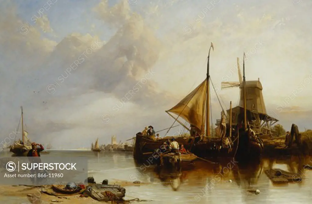 A Scene Near Monnikendam on the Zuyder Zee. Clarkson Stanfield (1793-1867). Oil on canvas. 123 x 183cm.
