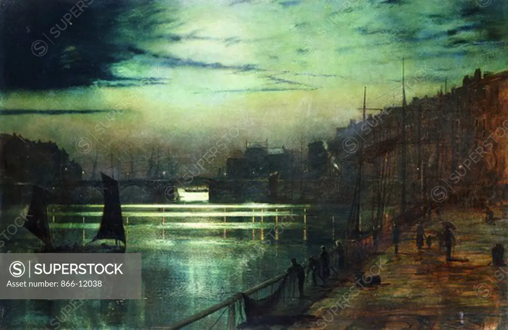 The Harbour Lights, Whitby. John Atkinson Grimshaw (1836-1893). Oil on canvas. 60 x 90cm.