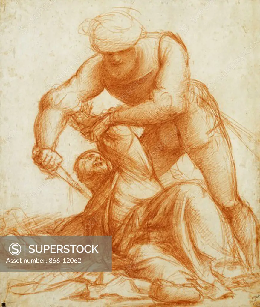The Death of Saint Peter Martyr. Giovanni Antonio Pordenone (1483/1484-1539). Red chalk. 24.5 x 20.7cm.